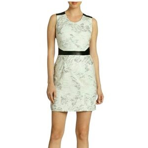 Ali Ro genuine Leather trim, back, white jacquard Sleeveless Dress 0 NWT